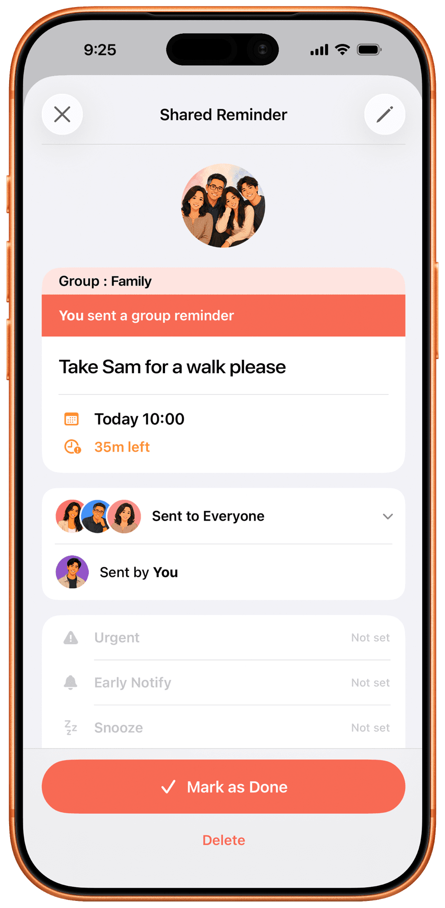 A shared reminder in Remimo