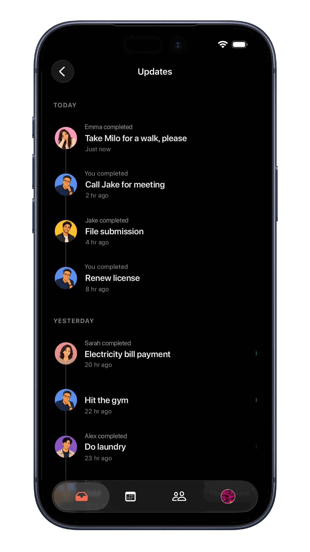 Completion updates from people in Remimo